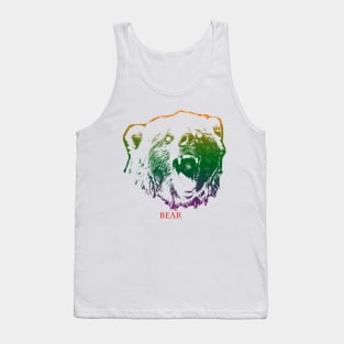 The bear head is Violet, Green, Orange Tank Top